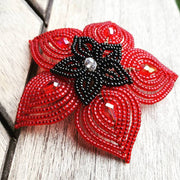 Double Layer Beaded Flower Bridal Hair Piece